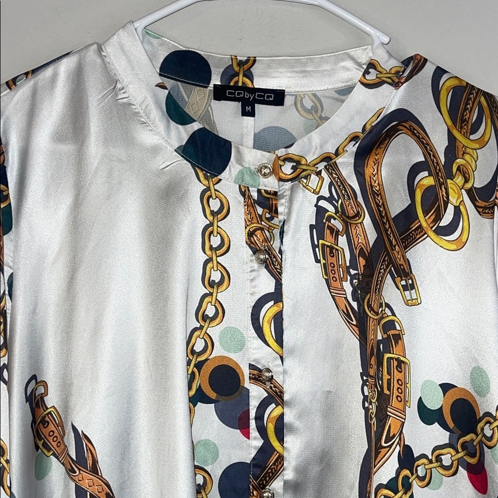 CQ by CQ Chic Chain Print Women's Tunic Blouse Size Medium #320 - Picture 4 of 9